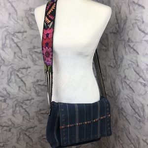 Denim Floral Messenger Bag